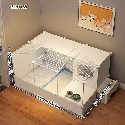 Enclosed Heating Cat Nest With Litter Box, All-In-One Maternity Ward For Cats, Breeding Box For Cats