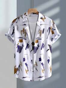 Summer Hawaiian Floral Short Sleeve Polo For Men - A508D-AL23658 - 查看 3