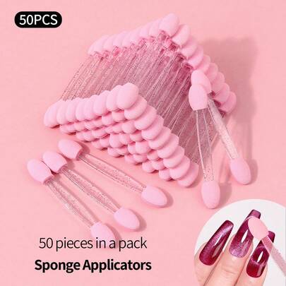 50 piezas de aplicadores de esponja desechables de doble cabeza para sombras de ojos y arte de uñas