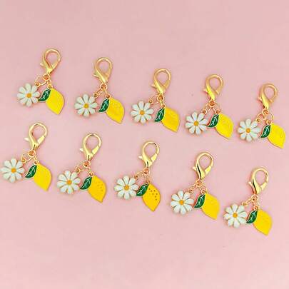 10pcs Cute Summer Lemon Keychain Set, Fashionable Bag Pendant, Creative Accessories For Women, Ideal Gift For Friends And Family On Birthday, Wedding, Summer Gathering, Holiday Gifts For Mother, Father, Graduation, And Teacher