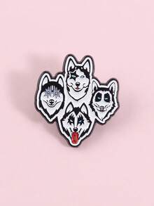 1 chiếc ghim cài áo hình hoạt hình ban nhạc rock Husky ngộ nghĩnh màu đen trắng với bốn đầu chó, chất liệu kim loại, thích hợp để cài áo khoác hoặc ve áo làm quà tặng trang sức cho người hâm mộ và bạn bè. - Đen và trắng - Xem 5