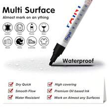 Black Paint Marker Pen 2 Pack  Baed Chiel Tip Permanent Paint Pen Quick Drg And Of Marker For Rock Wood Metal Platic Canva Gla  Gif For A Kid - 如圖 - 查看 2