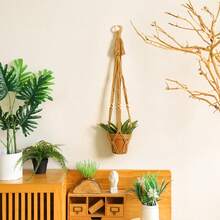 1pc Handmade Cotton Rope Hanging Plant Holder With Wooden Beads, 5 Styles Available For Indoor And Outdoor Boho Home And Garden Decor - Hanging Basket - View 8