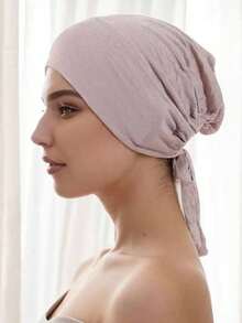 1pc Women's Solid Color Headscarf Lining, Breathable Soft Stretchy Headscarf Lining, Non-Slip Comfortable Headscarf, Chemo Sleep Cap, Lightweight Head Cover, Suitable For Daily Wear, Hair Loss, Travel, Yoga, Work, Headscarf Lining, Summer, Beach, Hat - Color - View 17