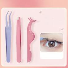 45 Degree Angled Eyelash Curler, Professional Eyelash Extension Tool, Stainless Steel Slanted Tweezers For Eyebrow Shaping And Facial Hair Removal, Essential Makeup Beauty Tool - Eyelash Curler and False Eyelash Assistant - View 1