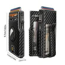 A Stylish Men'S Wallet With A Smart Pop-Up Function, Capable Of Holding 9 To 13 Cards. It Includes RFID Protection, An ID Card Display Area, And A Cash Compartment, All Neatly Packed Into A Compact Bi-Fold Aluminum Design - Men's Wallet - View 2