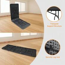 244cm Portable Heavy Duty Folding Table With Handle, Foldable Table, Multi-Functional Fold Up Table For Camping Picnic Parties Indoor/Outdoor, Capacity Weight 135KG (Black) - Black - View 4
