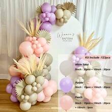 123pcs Peach Purple Beige Balloon Garland Kit Wedding Party Decoration Birthday Baby Shower Balloons Arch Set Baptism First Holy Communion - 查看 5