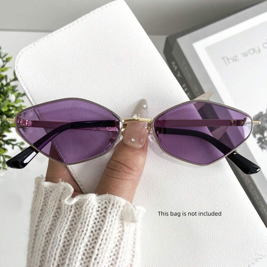 New Stylish Frameless Glasses With Cut Metal Side Beams, Unique Retro High-End Design, Suitable For Both Men And Women, Ideal For Street Photography, Fashion Shows, And Everyday Wear. - hồng - Xem 1