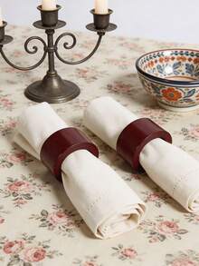 2-6pcs Rosewood Color Napkin Rings, Suitable For Tabletop Decor, Weddings, Thanksgiving And Home Decoration - Multicolor - View 1