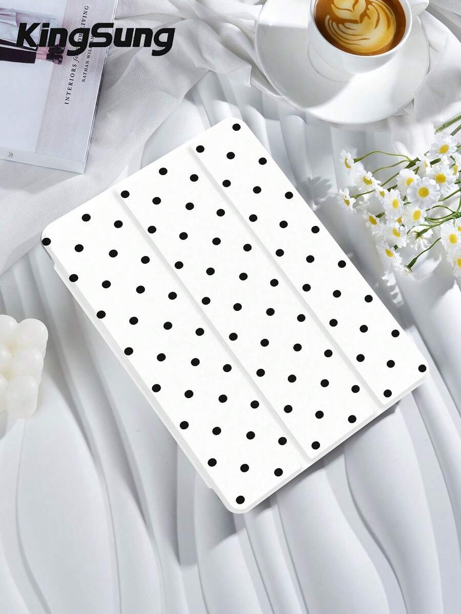 Kingsung Ốp máy tính bảng mềm mại và dễ thương họa tiết chấm bi trắng, tương thích với iPad 9.7/10.2/10.5/10.9/12.9/Pro 11, thế hệ thứ 10, tương thích với Samsung Galaxy Tab S6 Lite 10.4 inch, tương thích với Kindle Paperwhite thế hệ thứ 12 2024, Kindle thế hệ thứ 11 2022, bảo vệ chống rơi vỡ, chức năng tự động đứng/tự động bật/tắt màn hình.