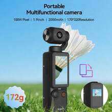 W & O Vlogging Camera With Flash Light 180° Rotating Lens Pocket Handheld POV Camera Audio Video Recording 7H Long Battery One-Button Recording For Travel Daily Life Black - 查看 11