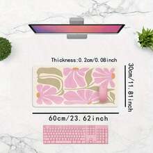 1pc Extra Large Floral Mouse Pad - Elegant Pink And Beige Floral Design, XXL Rubber Desktop Mat, Stitched Edges, Suitable For Women, Artists And Gamers, Extended Gaming And Office Decor, Mouse Pad Accessory |   Decorative Mouse Pad |   Smooth Surface Pad, Large Mouse Pad - 查看 10