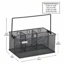 Mind Reader Utensil Holder Silverware Organizer Caddy Cutlery Holder Kitchen Metal Mesh 10"L x 7"W x 4.75"H Gray - Gris - Ver 3