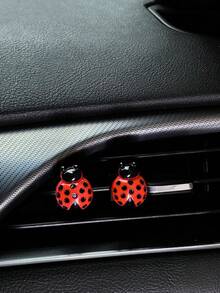 2pcs Ladybug Shaped Car Air Vent Clip, AC Vent Decor, Insect Accessory To Add Vitality To Car Interior - A - View 7