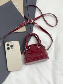 1个迷你时尚贝壳包，女士手提包，女孩零钱包，口红包，单肩斜挎包（5.12英寸*3.94英寸*2.76英寸） - 紅色 - 查看 5