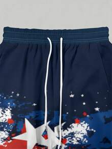 Women's Two-Piece Set With Red, White And Blue Star Stripe Print, Polyester Fabric, Lightweight And Breathable, Fashionable, Sports & Outdoor Women's Sportswear Suit, Women's Fashion Suit - 彩色 - 查看 4