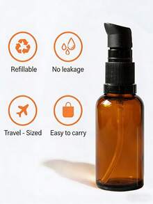 TSA 30ml 琥珀色玻璃壓泵瓶，磨砂黑防漏壓頭，抗 UV 可補充旅行化妝品分裝瓶，適用護膚液，便攜旅行洗漱用品收納，女性用，噴霧瓶，迷你香水瓶 - 棕色 - 查看 4
