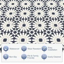 MORCART 20片/包，20厘米 x 20厘米乙烯基自粘地板砖，防水易撕贴防溅板砖，适用于浴室、厨房、客厅、卧室 - 花卉图案 - 彩色 - 查看 6