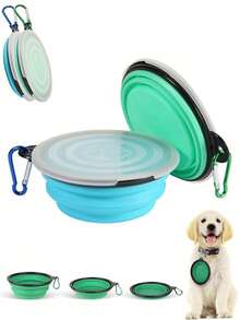 1pc Blue & Green Pet Travel Bowl, 3 Interchangeable Modes, With Secure Lid Easy To Clean, Suitable For Dogs Outdoor Travel Camping Hiking, Ideal Pet Gift - Multicolor - View 8
