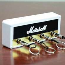 4 Guitar Plug Keychains + 1 Wall Mounted Key Holder Set, Guitar Shaped Key Rack With Screws, Space Saving Keyhook Organizer For Home Entryway, Hallway, Apartment, Music Room Decor For Guitar Enthusiests - Đế móc khóa màu trắng + bốn phích cắm - Xem 4