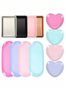 1pc Colorful Rectangle Stainless Steel Jewelry Tray Stackable Portable Multifunctional Vanity Organizer For Dresser Bathroom Desktop Home Decor Jewelry Cosmetic Makeup Nail Tool Fruit Storage Gift - Multicolor - View 4