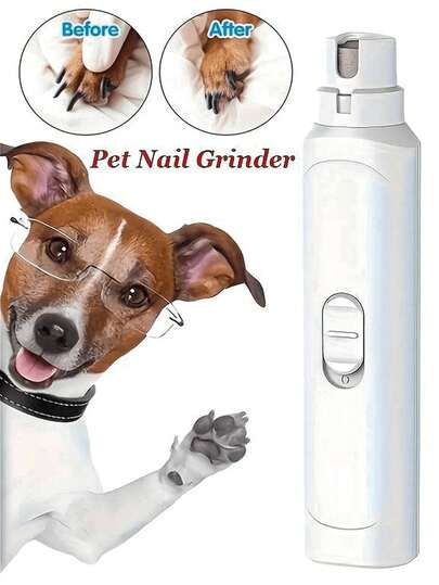 1个电动宠物指甲磨刀器，适用于猫狗的电动指甲修剪器，便携式宠物美容工具，适用于猫、狗、松鼠等中小型宠物，需要2节AAA电池。