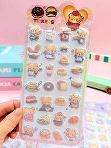 3D贴纸，可爱有趣的文具，卡通猫图案，适合作为小学生礼物 - 彩色 - 查看 9