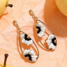 Pendientes Florales Bicolor de Esmalte Retro, Pendientes de DiseñÚnico en Forma de Gota de Agua, Pendientes Elegantes de Lujo - Multicolor - Ver 5