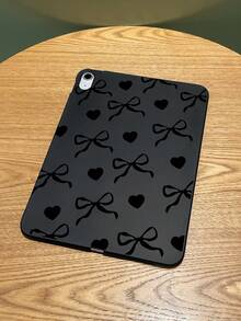 Black Bow Heart Print Soft Silicone Shockproof Protective Case, Suitable For Mainstream Models, Cute & Cool Style, Ideal For Daily Use, Valentine's Day, Birthday, Christmas, Mother's Day, Graduation, Gift Giving, Compatible With Kindle, 11th Gen, A16 - Black - View 1