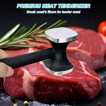 雙面肉類嫩化錘，重型不鏽鋼肉錘配防滑手柄，2合1廚房工具，適用於嫩化牛排、牛肉、禽肉、雞肉、豬排、肉排，居家烹飪 - 彩色 - 查看 6