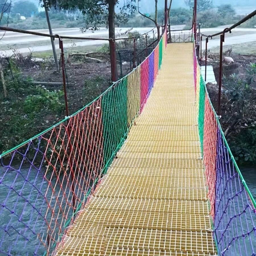 Red de protección de cuerda de nailon de colores, red para barandillas de escaleras y balcones, red de protección contra caídas en la construcción, prevención de caídas en patios exteriores, colores de advertencia de alta intensidad, materiales duraderos, fácil instalación para múltiples escenarios. - Multicolor - Ver 1