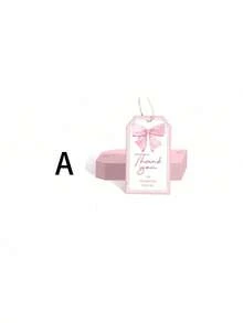 50pcs Of Pink Bow-Shaped Thank-You Gift Labels, With Hanging Label Strings And Hemp Ropes, Suitable For Wedding, Birthday, Shower And Party Gift Decorations. - Multicolor - View 14