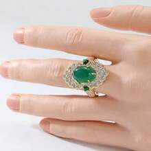 Luxury Vintage Asymmetrical Geometric Zirconia Inlaid Ring, Suitable For Engagement, Wedding, Daily Wear, Social Gatherings, And Anniversary Jewelry - Gold - View 6