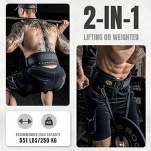 MANUEKLEAR 2-In-1 Weightlifting Belt & Dip Belt With 36.7 IN Rope, Double-Layer Weight Lifting Belts, Powerlifting Gym Weighted Belt For Pull Up Squat - màu đen - Xem 2