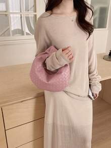 Fashionable Minimalist Pleated Cloud Handbag, Versatile Shoulder/Underarm Bag - Pink - View 3