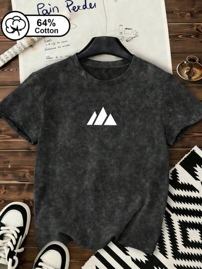 Camisetas de mujer talla grande, estampado de montañas geométricas, camisetas de manga corta de talla grande con estampado retro de copos de nieve lavados, estilo Y2K, adecuadas para uso al aire libre, blusas de mujer, ropa de verano, estampados gráficos.