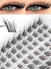 60pcs Fluffy, Soft, Fine Eyelashes, Layered False Eyelashes - View 2