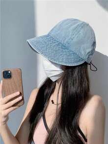 1 chiếc mũ tai bèo denim nữ, mũ lưỡi trai chống tia UV, mũ thời trang có thể điều chỉnh giúp khuôn mặt trông nhỏ hơn, mũ chống nắng khi đi du lịch ngoài trời. - nhiều màu - Xem 3