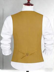 Áo vest công sở nam mùa xuân/thu, kiểu dáng thường ngày, cài một hàng khuy. - Màu Khaki - Xem 2