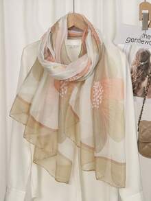 1pc Fashionable Versatile Lightweight Scarf, Breathable Printed Balinese Chiffon Shawl/Headscarf For Women, Spring/Summer - Multicolor - View 10
