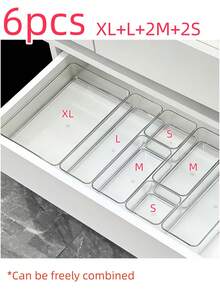 4/5/6/7/8/11pcs Desktop Cosmetic Storage Box, Combination Transparent Plastic Drawer Organizer Set, Transparent Vanity Storage Box, Exquisite Storage Box, Desktop Drawer Divider Organizer Box And Storage Bin, Suitable For Cosmetics, Jewelry, Small Tools In Kitchen, Bedroom, Bathroom, Office, Party Desktop Drawer Decor - Clear - View 15