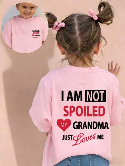 Young Girl "I Am Not Spoiled" Slogan Print T-Shirt, Soft And Comfortable Fabric, Suitable For Girls Outdoor Sports, Casual Daily Wear, Street And Campus Fashion, Spring/Summer Versatile Top