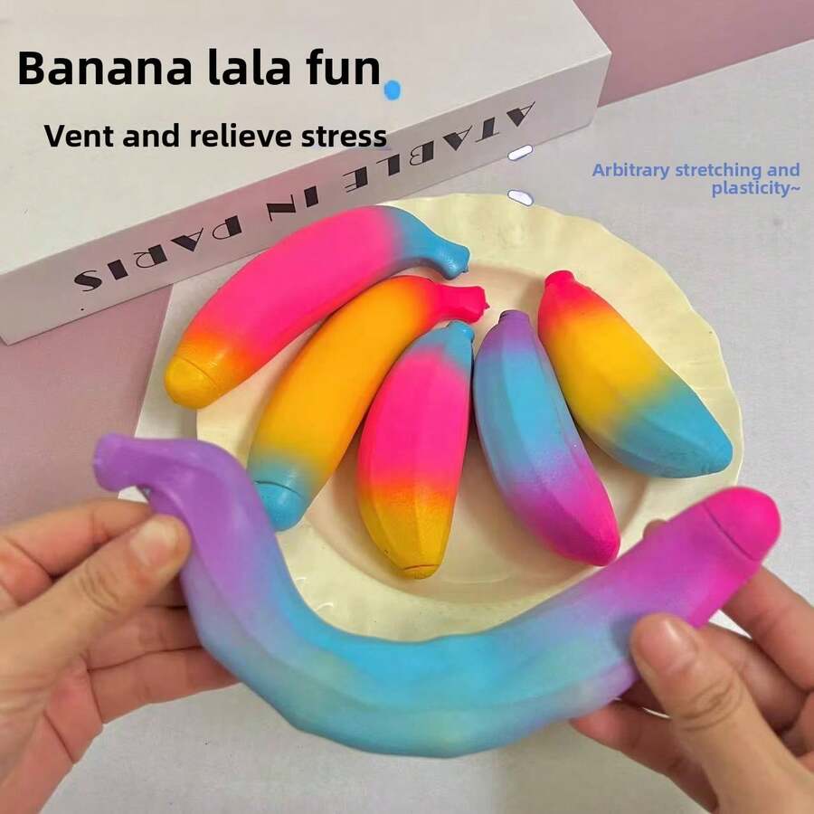 Cross-Border Realistic Banana Stress Relief Toy, Creative Vent Toy, Stretchable Fruit Squeeze Ball
