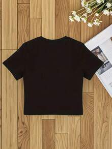 Summer Clothes[New Products Arrive With Great Power] Ultra-Short Moon Print Women's Casual Fashion Round Neck Short Sleeve T-Shirt, Stylish Swear For S Unisex T-Shirts For Summer Outingskids - màu đen - Xem 2