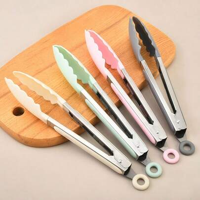 硅胶厨房夹，适用于烹饪和烧烤 - 耐热、不粘、符合人体工程学设计，可用于夹取牛排、意面等 - 适合室内外使用，食物夹 | 符合人体工程学的厨房工具 | 硅胶