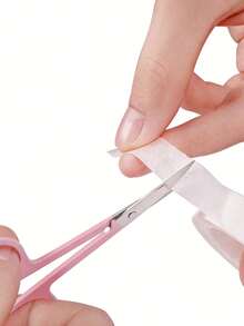 1件装不锈钢眉毛修剪剪刀，可用于修剪假睫毛、鼻毛、胡须、眉毛等面部毛发。 - 粉色 - 查看 2