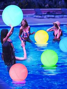 38cm Inflatable Waterproof Floating Illuminated Ball, 16 Color Changing LED Sphere Light With Remote Control, For Outdoor Ice Pool, Beach, Swimming Pool, Garden, Wedding, Party Decoration - 均碼 - 查看 1