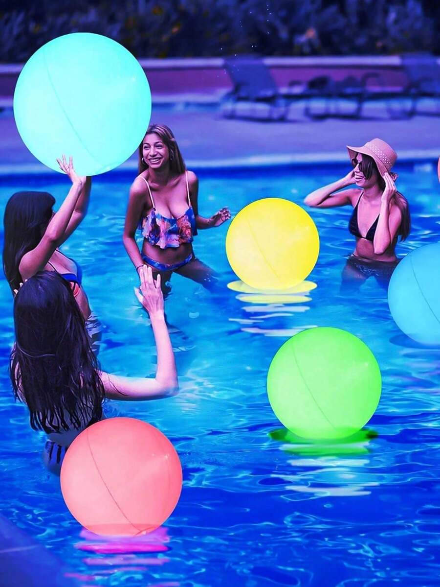 38cm Inflatable Waterproof Floating Illuminated Ball, 16 Color Changing LED Sphere Light With Remote Control, For Outdoor Ice Pool, Beach, Swimming Pool, Garden, Wedding, Party Decoration - 均碼 - 查看 1