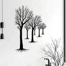 1 buc., 40 cm Modern Forest Path Art Metal Wall Art - Decor de perete în stil natural - Design minimalist cu linie de copac - Artă metalică suspendată pentru sufragerie, dormitor, intrare - Decor elegant suspendat pentru perete - Cadou de casă nouă - Negru - Vizualizare 5